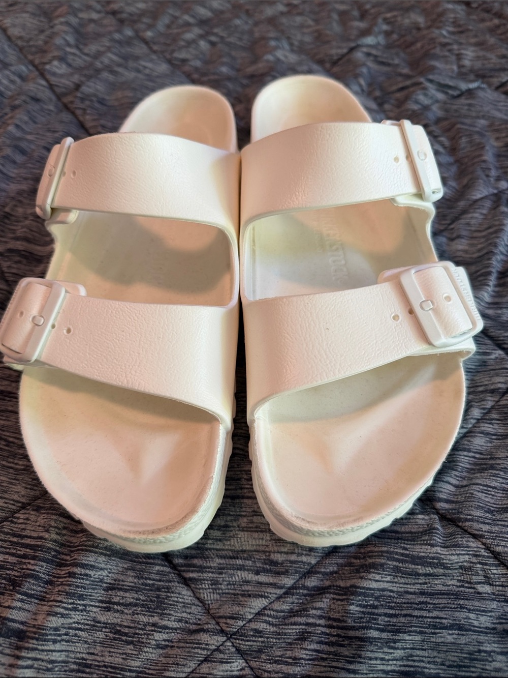 Birkenstock White Double Strap Slide Sandals Size 10